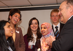 Students who took a bursary placement in Summer 2008 at the Merseyside celebration event, with Regional Coordinator Tim Sibthorp Merseyside celebration event