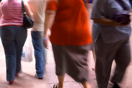 Overweight people walking