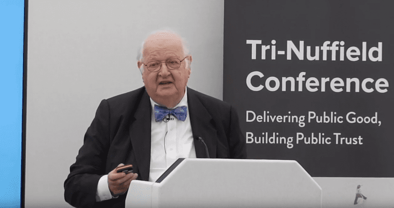 Angus Deaton giving key note speech at the Tri-Nuffield Conference
