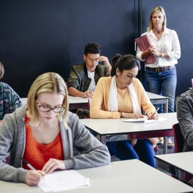 Maths resit students taking exam