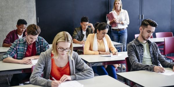 Maths resit students taking exam