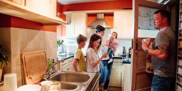 Family in kitchen