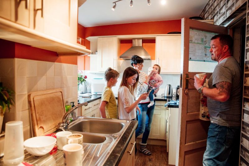 Family in kitchen