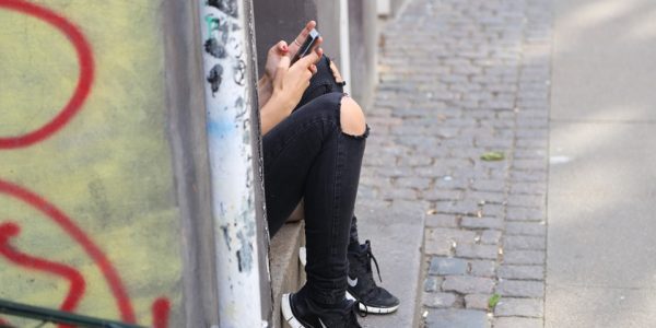 A girl using a smartphone
