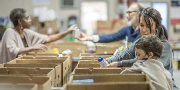 Volunteers at a food bank sorting donations: Trajectories of deprivation in the UK
