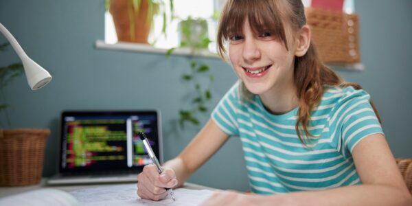 14 year old girl doing homework