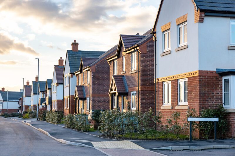 Houses along a street in the UK