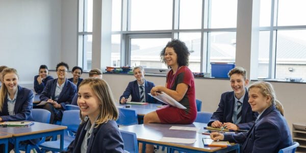 Teacher with secondary pupils