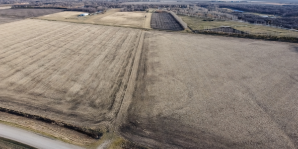Dry farm land in an aerial shot